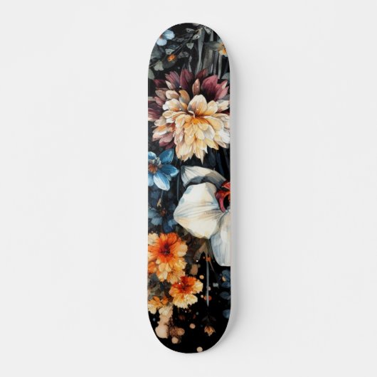 zwarte orchidee persoonlijk skateboard (Voorkant)