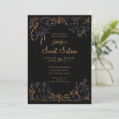 Zwarte Orchideeën Gothic Sweet 16 Kaart (Staand voorkant)