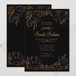 Zwarte Orchideeën Gothic Sweet 16 Kaart