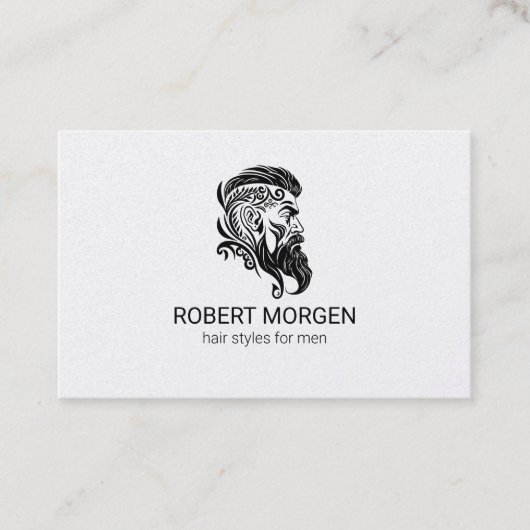 Zwarte ornamenten haarsnit logo visitekaartje (Voorkant)