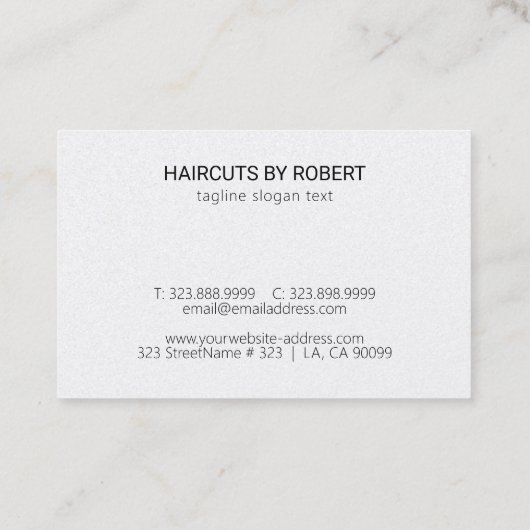 Zwarte ornamenten haarsnit logo visitekaartje (Achterkant)