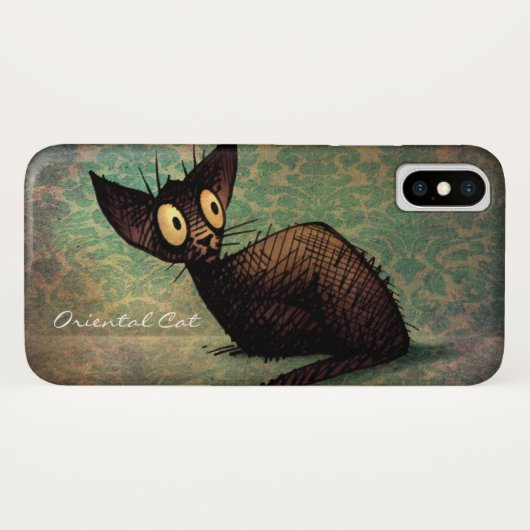 zwarte orthair kat Case-Mate iPhone case (Achterkant (horizontaal))