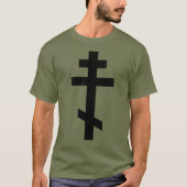 Zwarte Orthodoxe Kruis. Olive Drab T-shirt (Voorkant)
