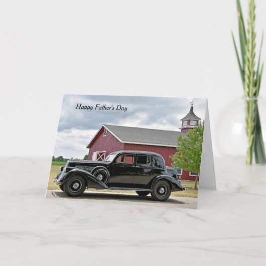Zwarte Oude Auto Voor Papa Kaart (Voorkant)
