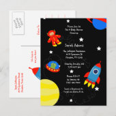 Zwarte Outer Space UFO Baby shower Briefkaart (Voorkant / Achterkant)