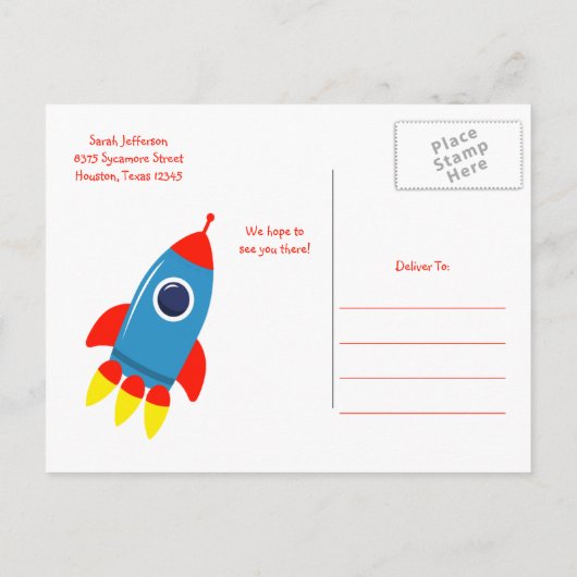 Zwarte Outer Space UFO Baby shower Briefkaart (Achterkant)
