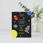 Zwarte Outer Space UFO Baby shower Briefkaart (Staand voorkant)