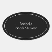 Zwarte ovale sticker met eigen tekst (Voorkant)