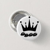 Zwarte Overhemden Kroon Afbeelding Koning Tekst Kn Ronde Button 3,2 Cm (Voorkant /achterkant)