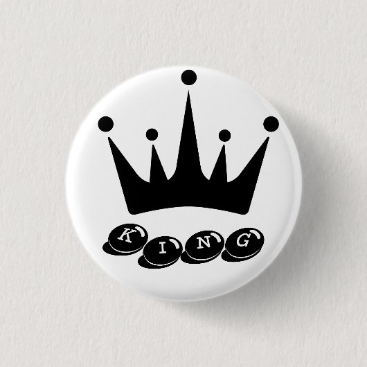 Zwarte Overhemden Kroon Afbeelding Koning Tekst Kn Ronde Button 3,2 Cm (Voorkant)