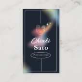 Zwarte overlay minimalistische fotograaf visitekaartje (Voorkant)