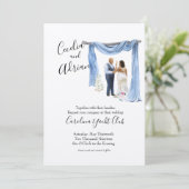 Zwarte Paar Spring Botanical Wedding Invitation Kaart (Staand voorkant)