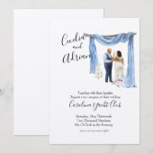 Zwarte Paar Spring Botanical Wedding Invitation Kaart (Voorkant / Achterkant)