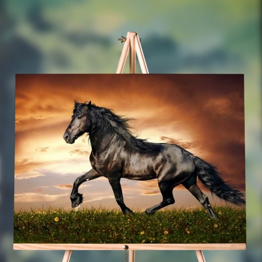 zwarte paard acryl bord (Neutraal)