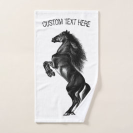 Zwarte Paard Badhanddoek Set Persoonlijke Tekst Bad Handdoek
