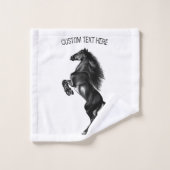 Zwarte Paard Badhanddoeken met aangepaste tekst Bad Handdoek (Wasdoekje)