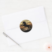 Zwarte paard/ bruine stickers. ronde sticker (Envelop)