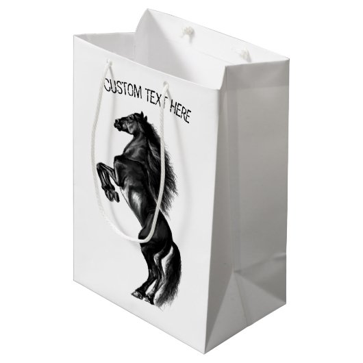 Zwarte paard cadeautas met aangepaste tekst (Voorkant Gekanteld)