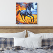 Zwarte Paard Canvas Afdruk (Insitu (Slaapkamer))