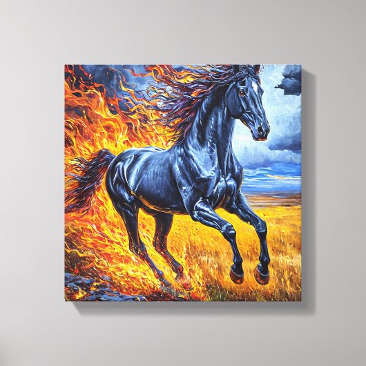 Zwarte Paard Canvas Afdruk (Voorkant)