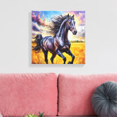 Zwarte Paard Canvas Afdruk (Insitu (Woonkamer))