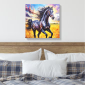 Zwarte Paard Canvas Afdruk (Insitu (Slaapkamer))