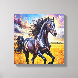 Zwarte Paard Canvas Afdruk