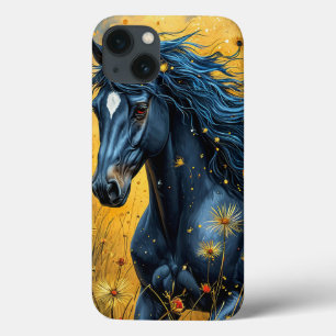 Zwarte Paard dat door een Levendige Weide Rent Case-Mate iPhone Case