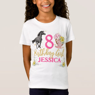 Zwarte Paard en bloemen Birthday Party T-shirt