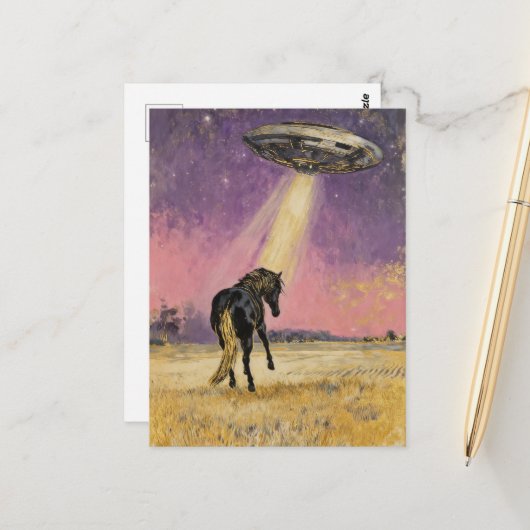 Zwarte Paard en UFO Briefkaart (Voorkant / Achterkant in situ)