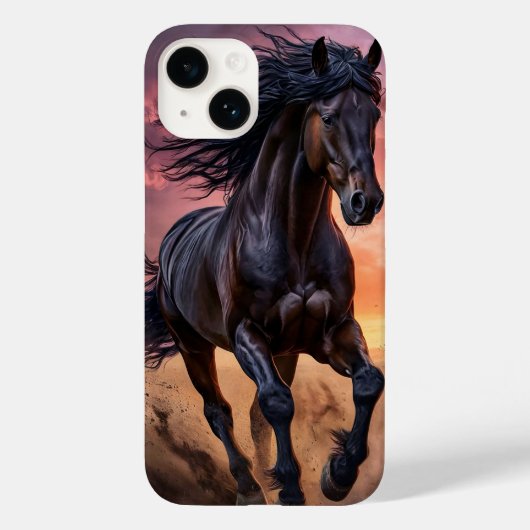 Zwarte paard esthetiek Case-Mate iPhone case (Achterkant)