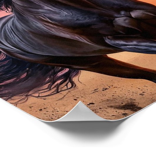 Zwarte paard esthetiek poster (Hoek)