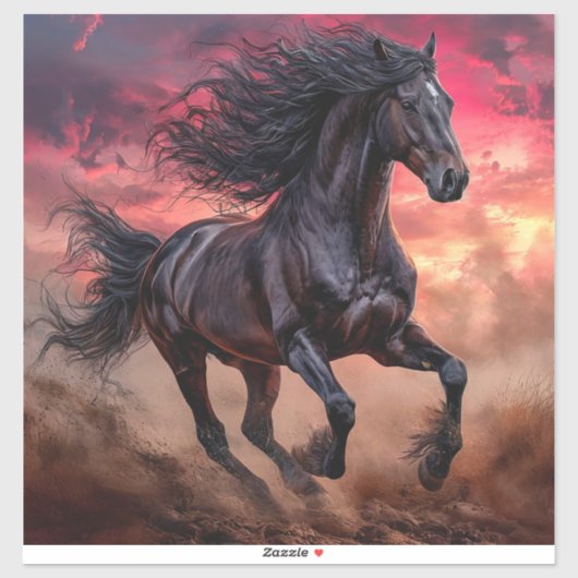 Zwarte paard esthetiek sticker (Vel)