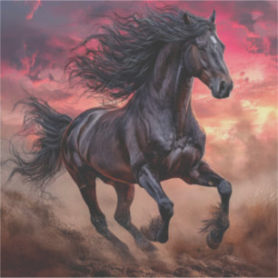 Zwarte paard esthetiek sticker
