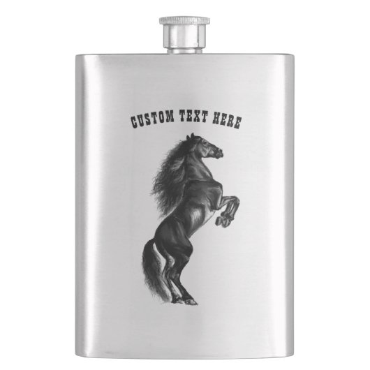 Zwarte Paard Flask Gift met aangepaste tekst Flacon (Voorkant)