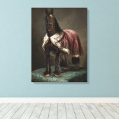 Zwarte Paard Friese - Ingepakt Canvas Afdruk (Insitu (Houten vloer))