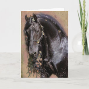 Zwarte Paard Friesian - Wenskaart Bedankkaart