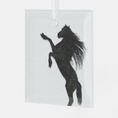 Zwarte paard glas ornament (Voorkant links)