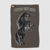 Zwarte Paard Golf Handdoek Custom Tekst en Kleur (Voorkant)