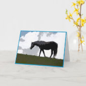 Zwarte paard grafische kunstkaart kaart (Gele Bloem)