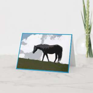 Zwarte paard grafische kunstkaart kaart
