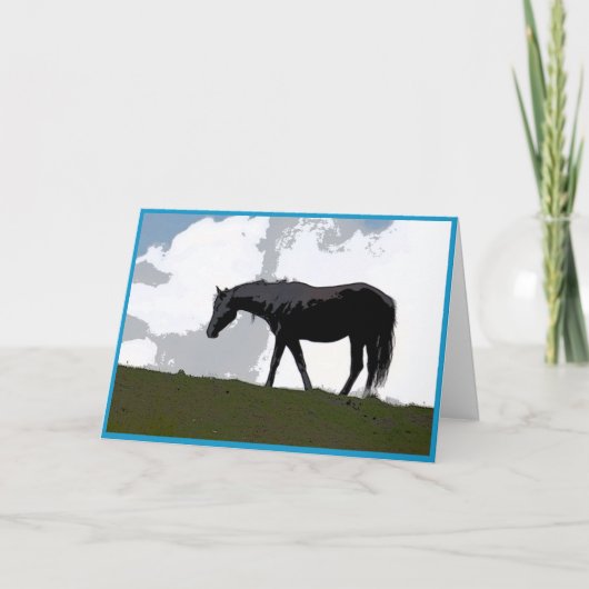 Zwarte paard grafische kunstkaart kaart (Voorkant)