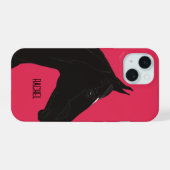 Zwarte Paard iPhone 15 Case (Achterkant horizontaal)