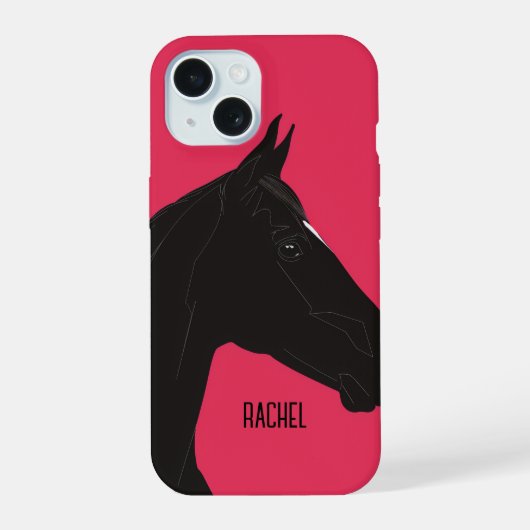 Zwarte Paard iPhone 15 Case (Achterkant)