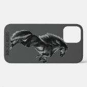 Zwarte Paard iPhone Case met aangepaste tekst (Achterkant (horizontaal))