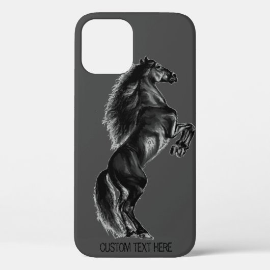 Zwarte Paard iPhone Case met aangepaste tekst (Achterkant)