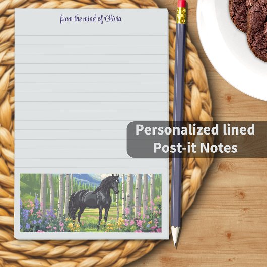 Zwarte Paard Meisje Mtn Meadow Persoonlijke Slogan Post-it® Notes