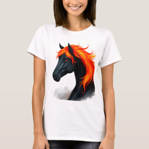 Zwarte Paard Met Vurig Rode Manen T-shirt