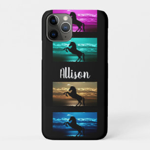 Zwarte Paard Paars, Blauw, Turkoois, Gouden Lucht  Case-Mate iPhone Case