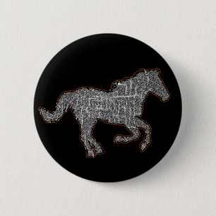 zwarte paard ronde button 5,7 cm